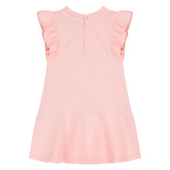Younger Girls Pink Teddy Bear Ruffled Dress
