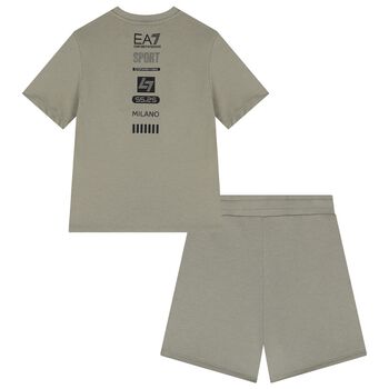 Boys Green Logo Shorts Set