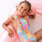 Girls Multi-Color Gingham Swimsuit, 1, hi-res