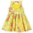 Girls Yellow Floral Dress, 1, hi-res