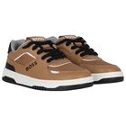 Boys Beige Logo Trainers, 1, hi-res
