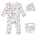 Baby Girls White Floral Babygrow Set, 1, hi-res