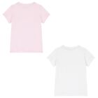 Girls Pink & White Cotton Logo T-Shirts ( 2-Pack ), 1, hi-res