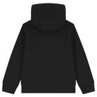 Boys Black Logo Hooded Zip Up Top, 1, hi-res