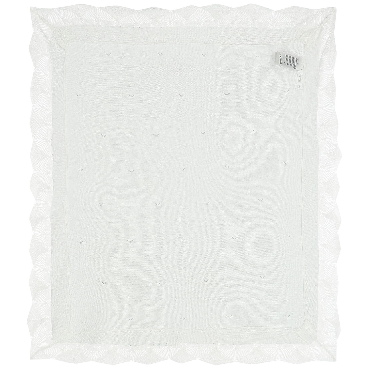 White Knitted Baby Shawl, 1, hi-res