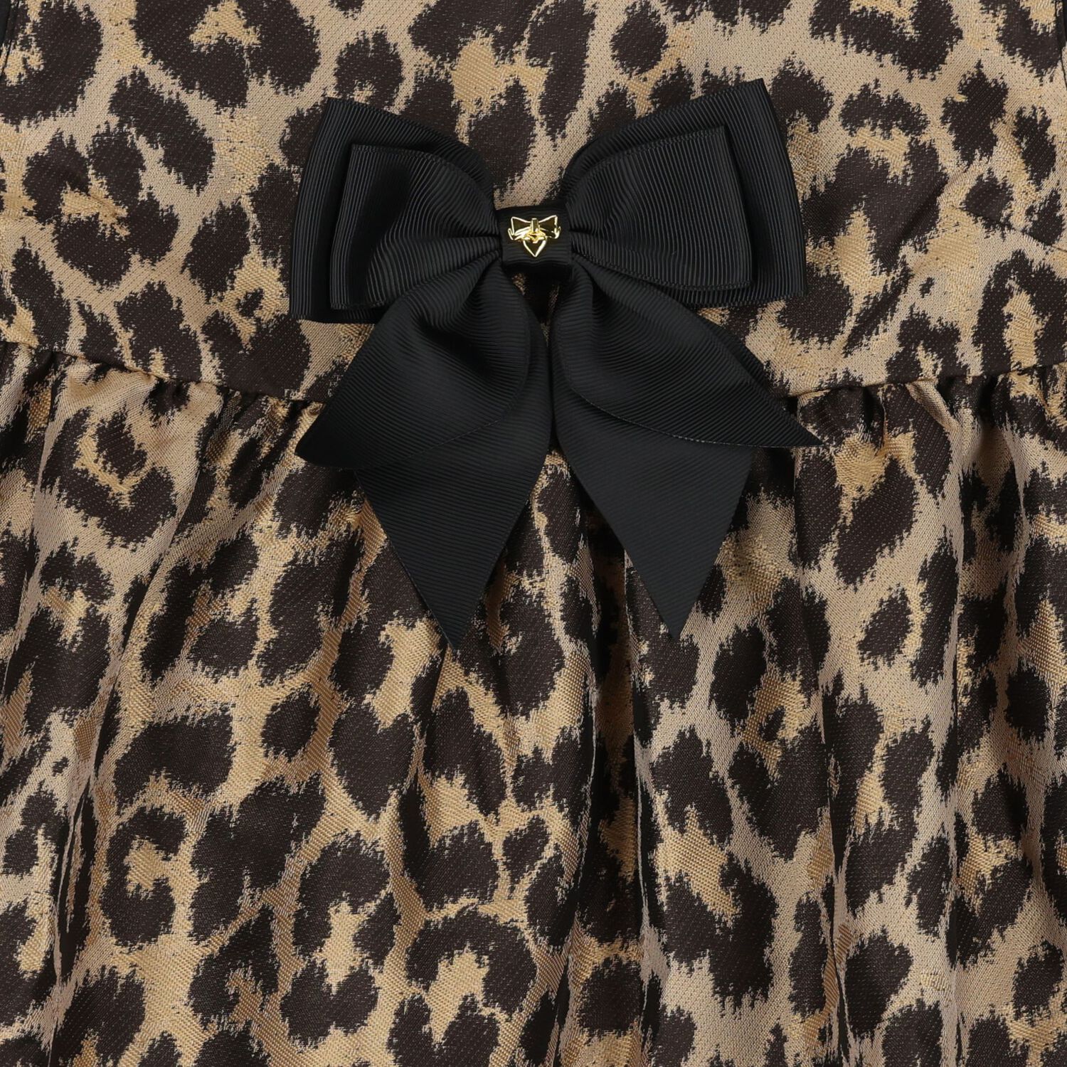 Girls Beige & Black Leopard Tiered Dress, 1, hi-res