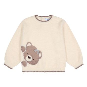 Younger Girls Beige Teddy Bear Jumper