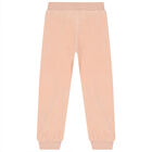 Girls Pink Logo Velour Joggers, 1, hi-res