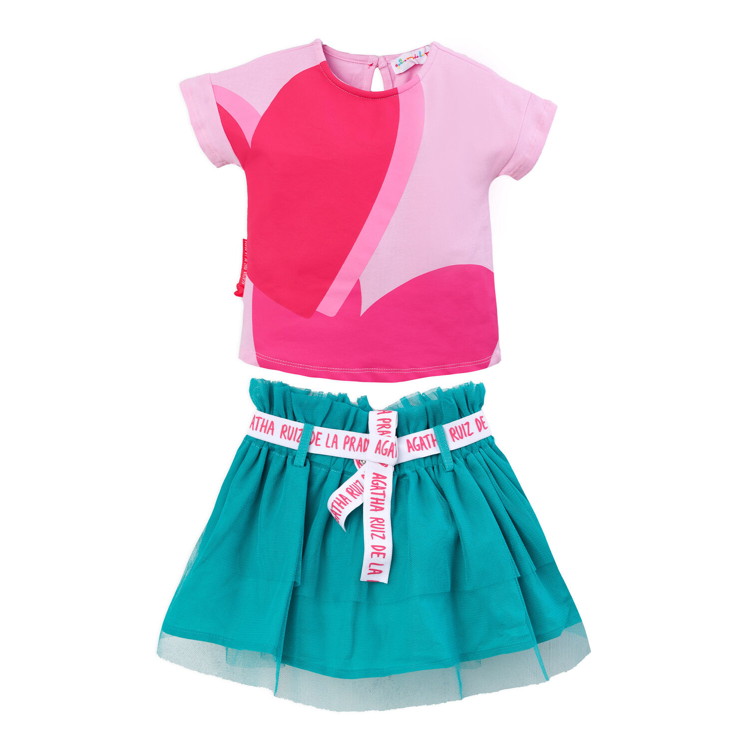 Girls Pink & Green Skirt Set, 1, hi-res