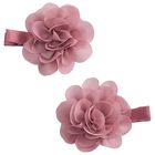 Girls Pink Flower Hairclips ( 2 Pack ), 2, hi-res