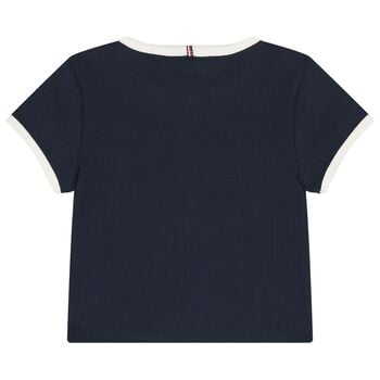 Girls Navy Blue Logo T-Shirt
