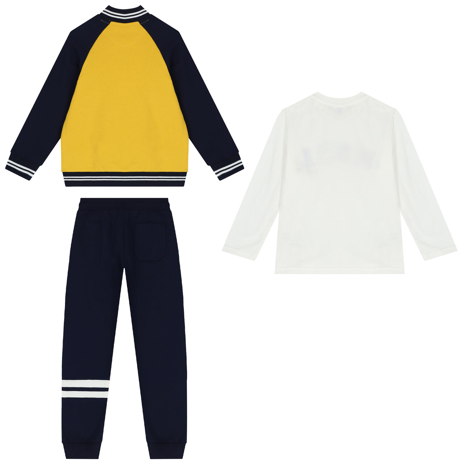 Boys Yellow, Navy Blue & White 3 Piece Tracksuit, 1, hi-res image number null