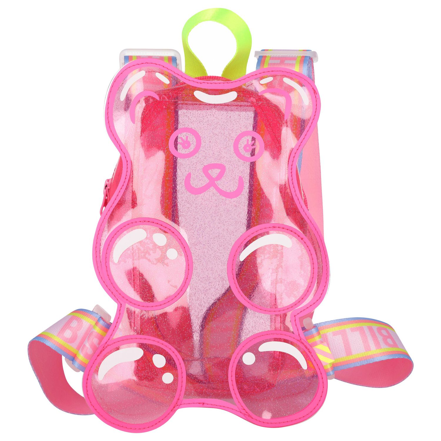 Girls Pink Teddy Bear Transparent Backpack, 1, hi-res