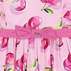 Younger Girls Pink Cherry Dress, 1, hi-res