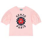 Girls Pink Logo Flower T-Shirt, 1, hi-res