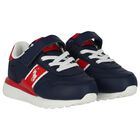 Boys Navy Blue & Red Trainers, 1, hi-res