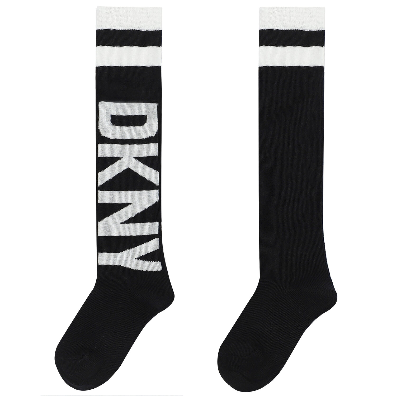 Girls Black & White Logo Socks, 1, hi-res