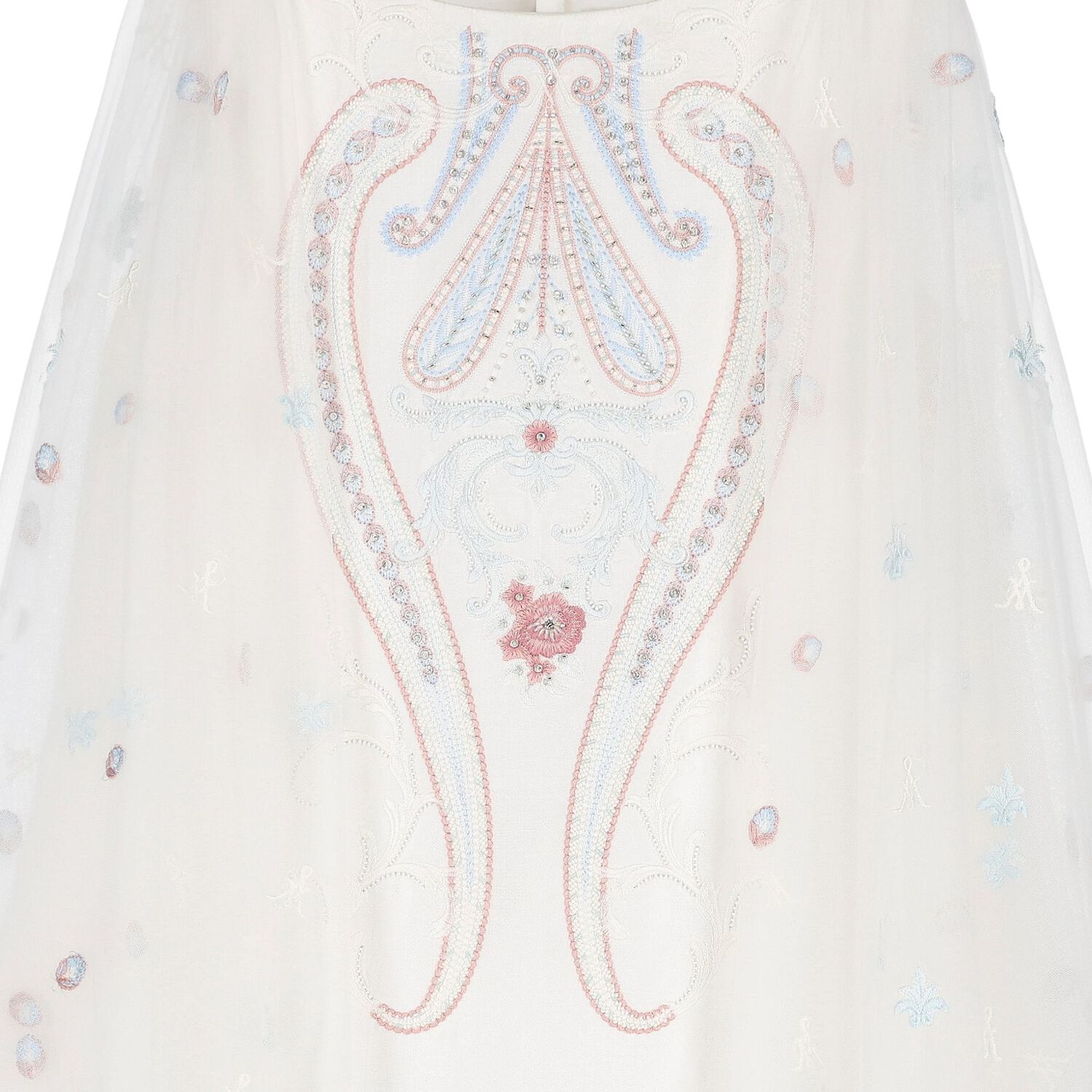 Girls Ivory Flower Cape Tulle Dress , 1, hi-res
