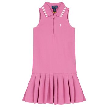 Girls Pink Logo Polo Dress