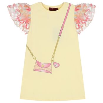 Girls Yellow Bag Logo Dress