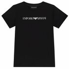 Boys Black Logo T-Shirt, 1, hi-res