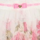 Baby Girls White & Pink Floral Tulle Dress, 1, hi-res