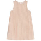 Younger Girls Pink Pleated Chiffon Dress, 1, hi-res
