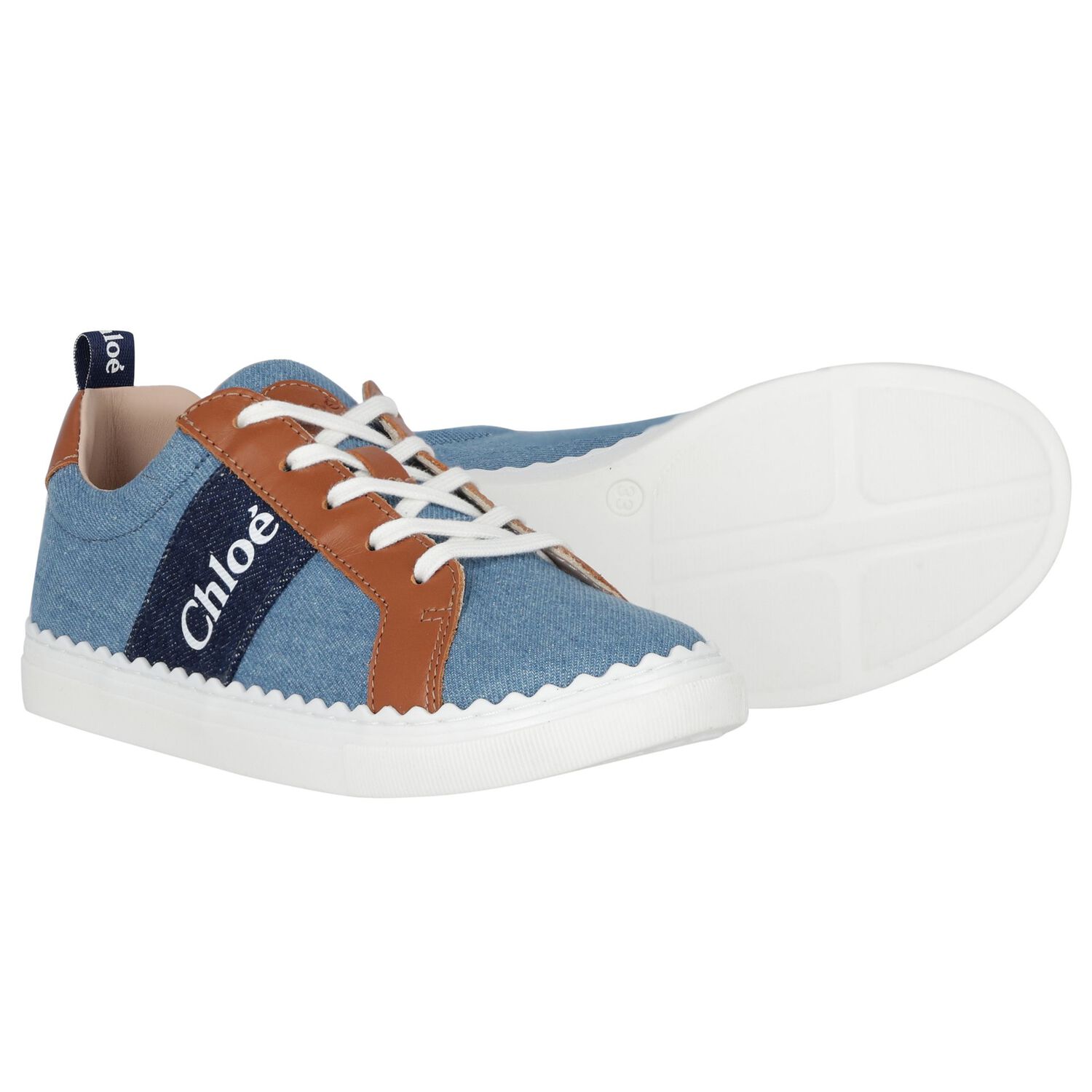 Girls Blue Denim Logo Trainers, 1, hi-res image number null
