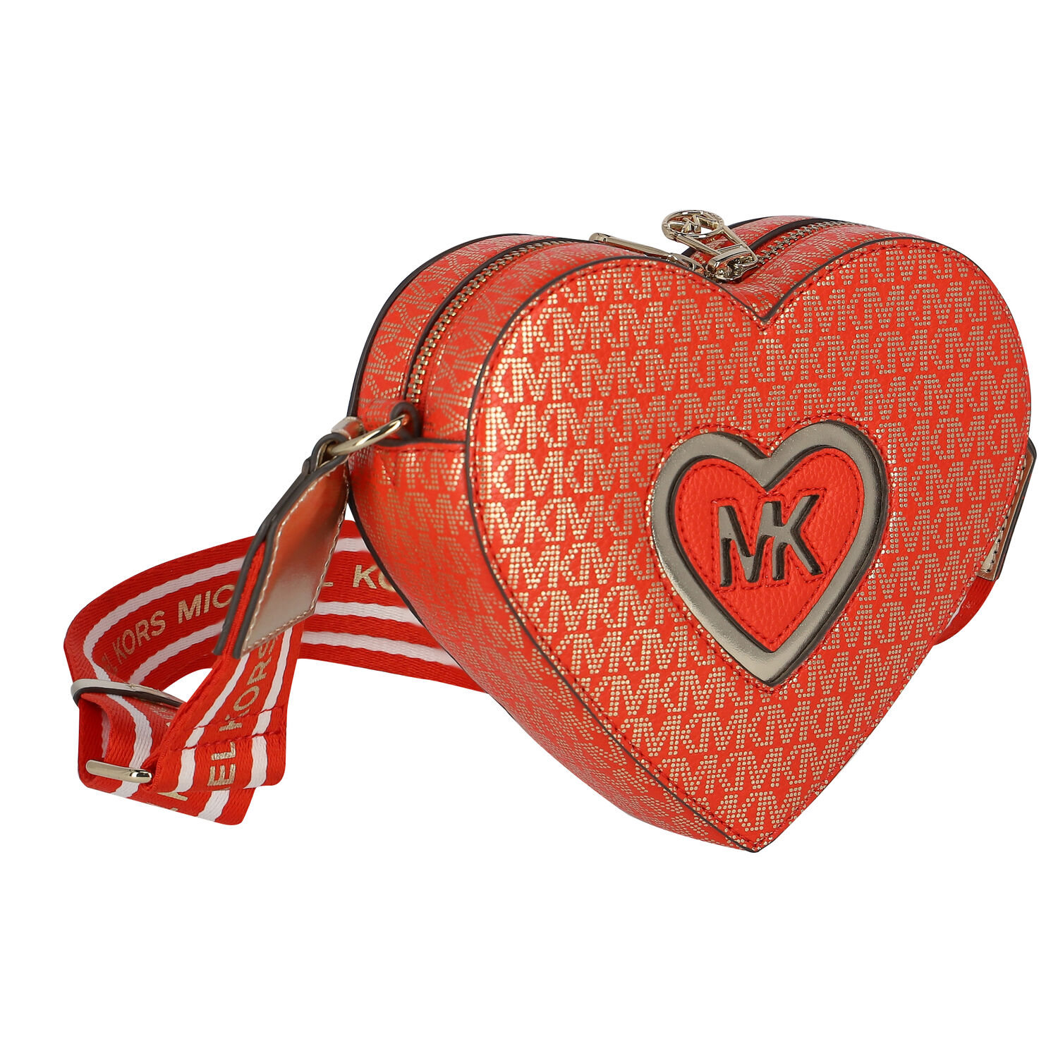 Girls Orange Heart Logo Shoulder Bag, 1, hi-res