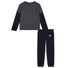 Boys Navy Blue Logo Joggers Set, 1, hi-res