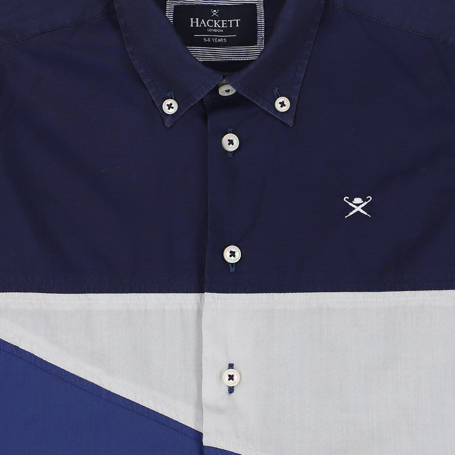 Boys Blue & White Logo Shirt, 1, hi-res