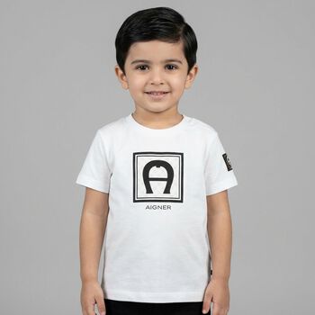 Younger Boys White Logo T-Shirt