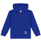 Boys Blue Logo Zip Up Top, 1, hi-res