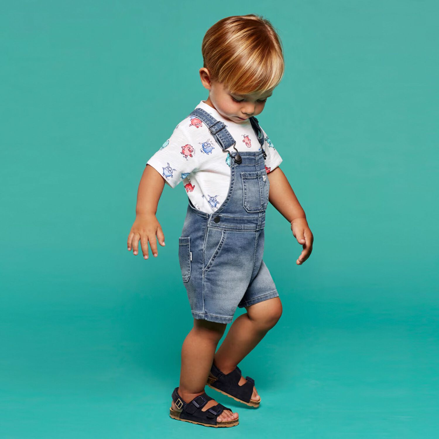 Younger Boys Blue Denim Dungaree, 1, hi-res image number null
