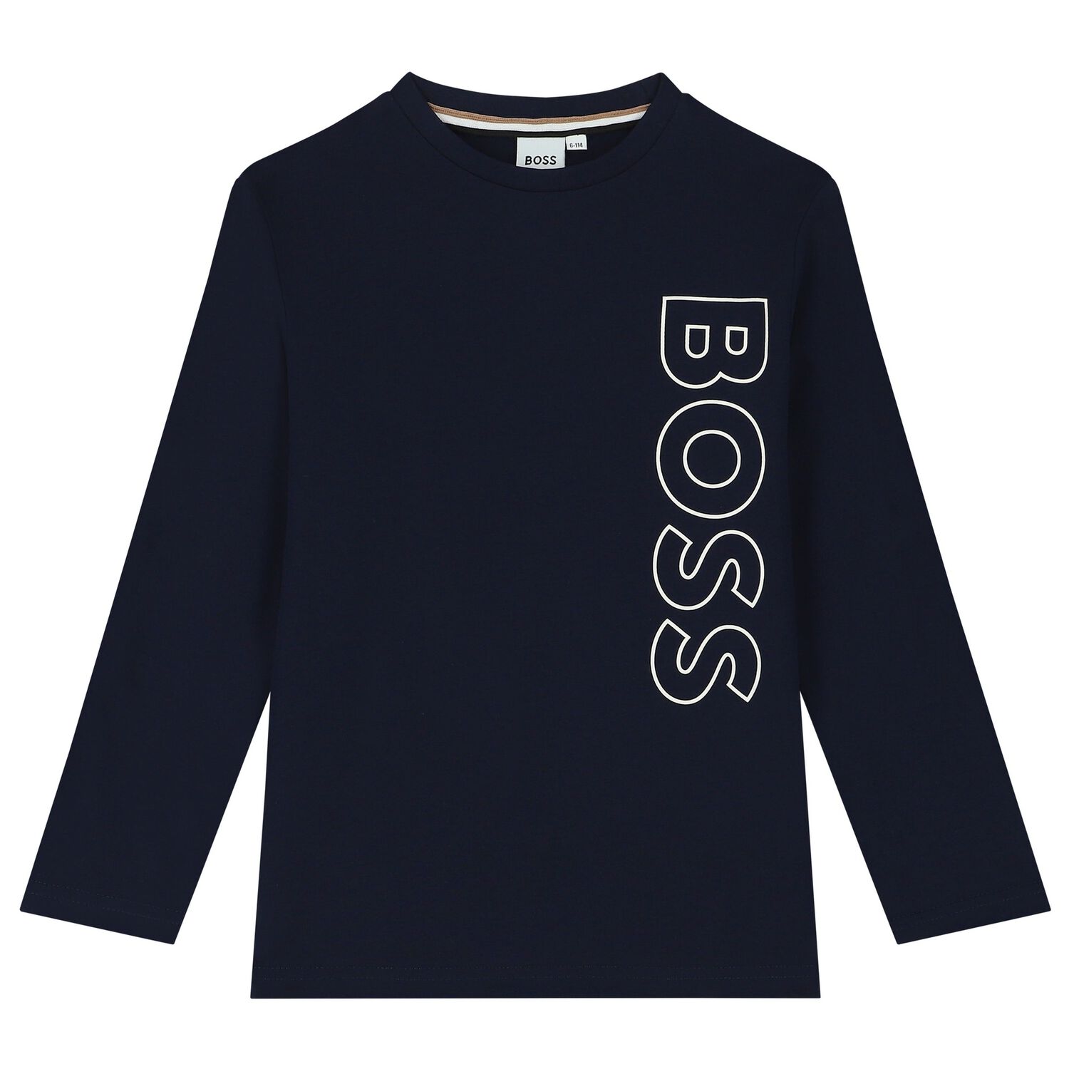 Boys Navy Blue Logo Long Sleeve Top, 1, hi-res image number null