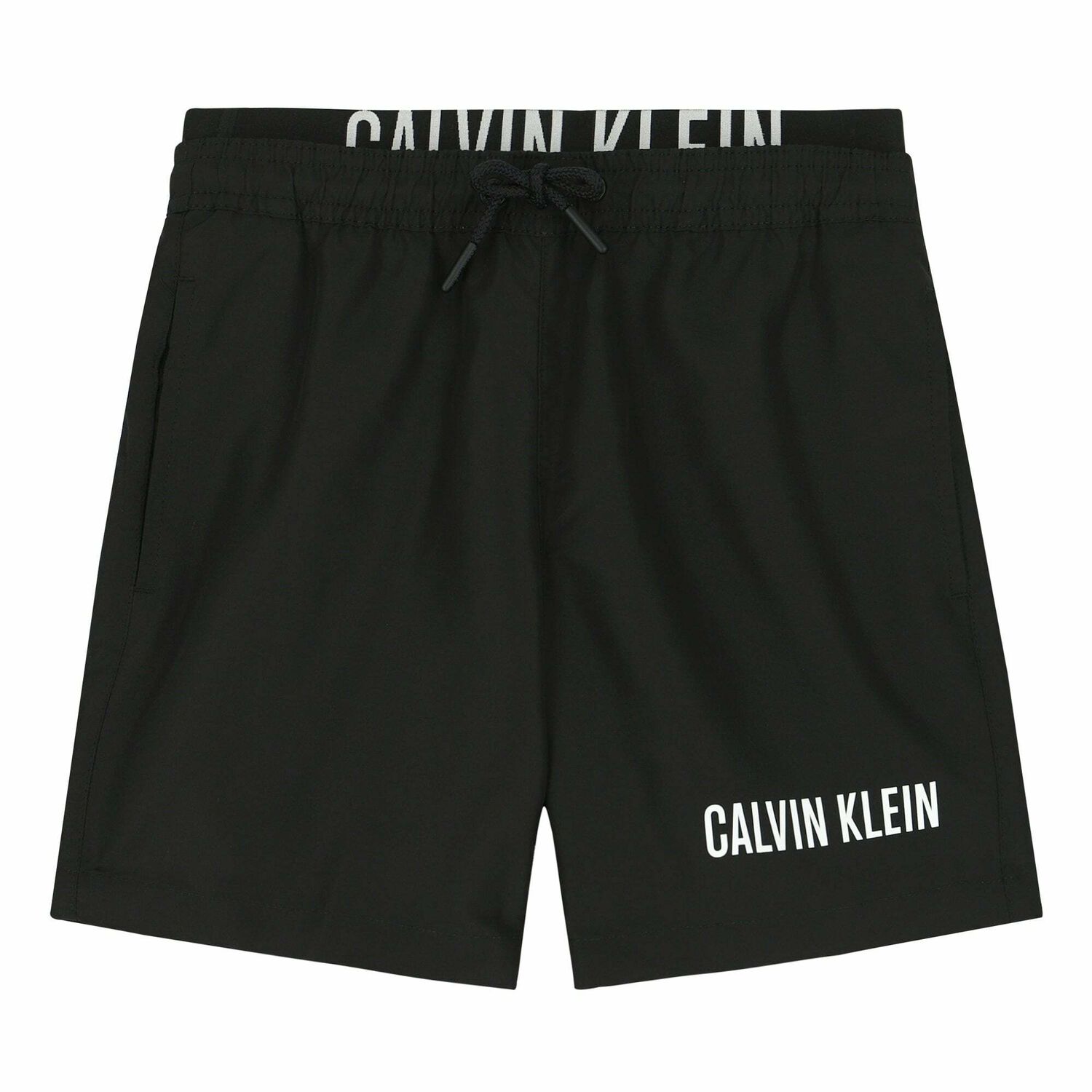 Boys Black Logo Swim Shorts, 1, hi-res