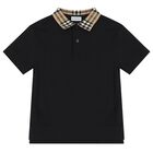 Boys Black Logo Polo Shirt, 1, hi-res