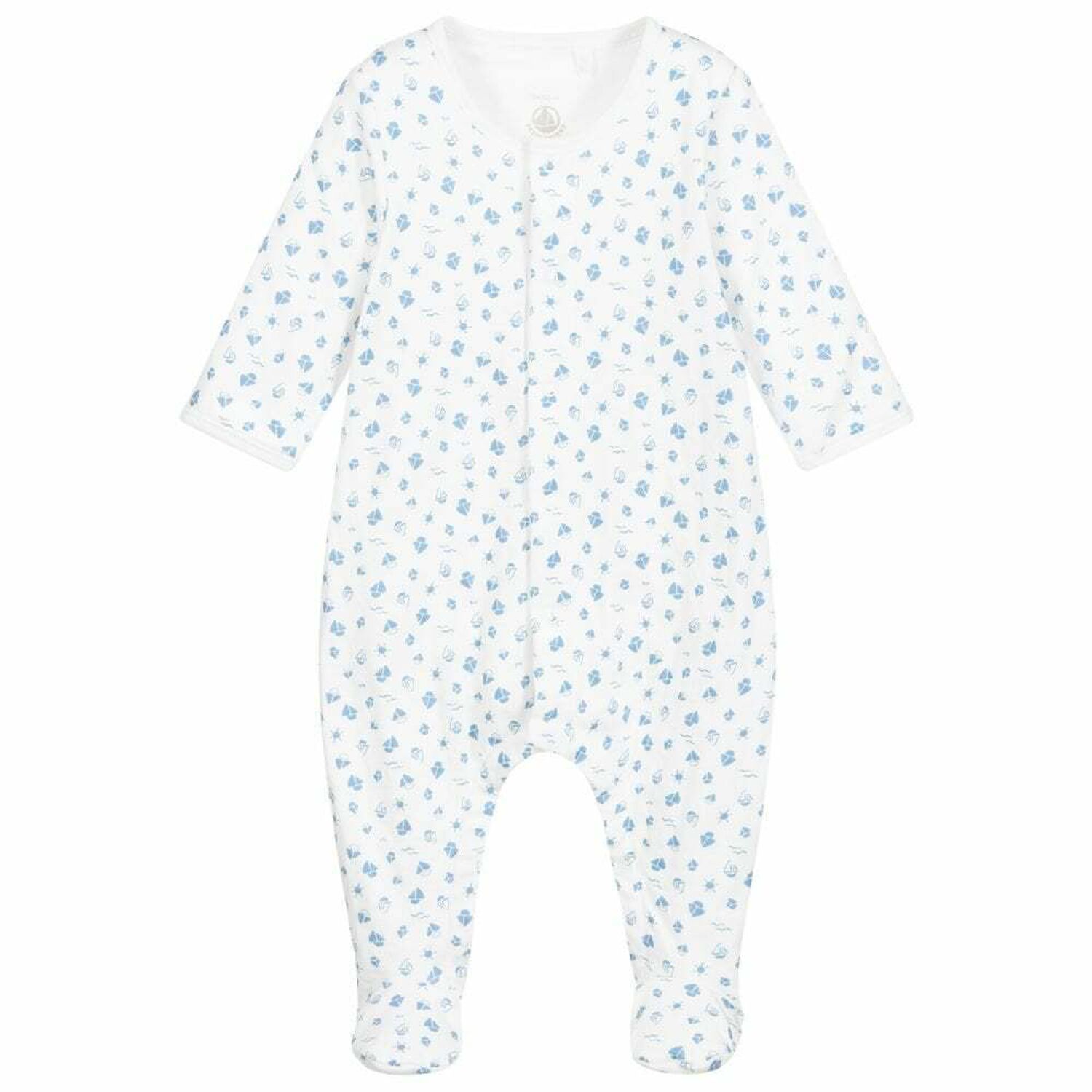 White & Blue Sail Boats Babygrow , 1, hi-res