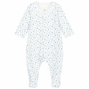 White & Blue Sail Boats Babygrow 