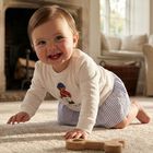 Baby Girls White Polo Bear Dress Set, 1, hi-res