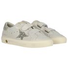 Girls Grey & Ivory Logo Trainers, 1, hi-res