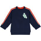 Younger Boys Navy Blue Logo Sweatshirt, 1, hi-res