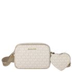 Girls Ivory & Gold Logo Shoulder Bag, 1, hi-res