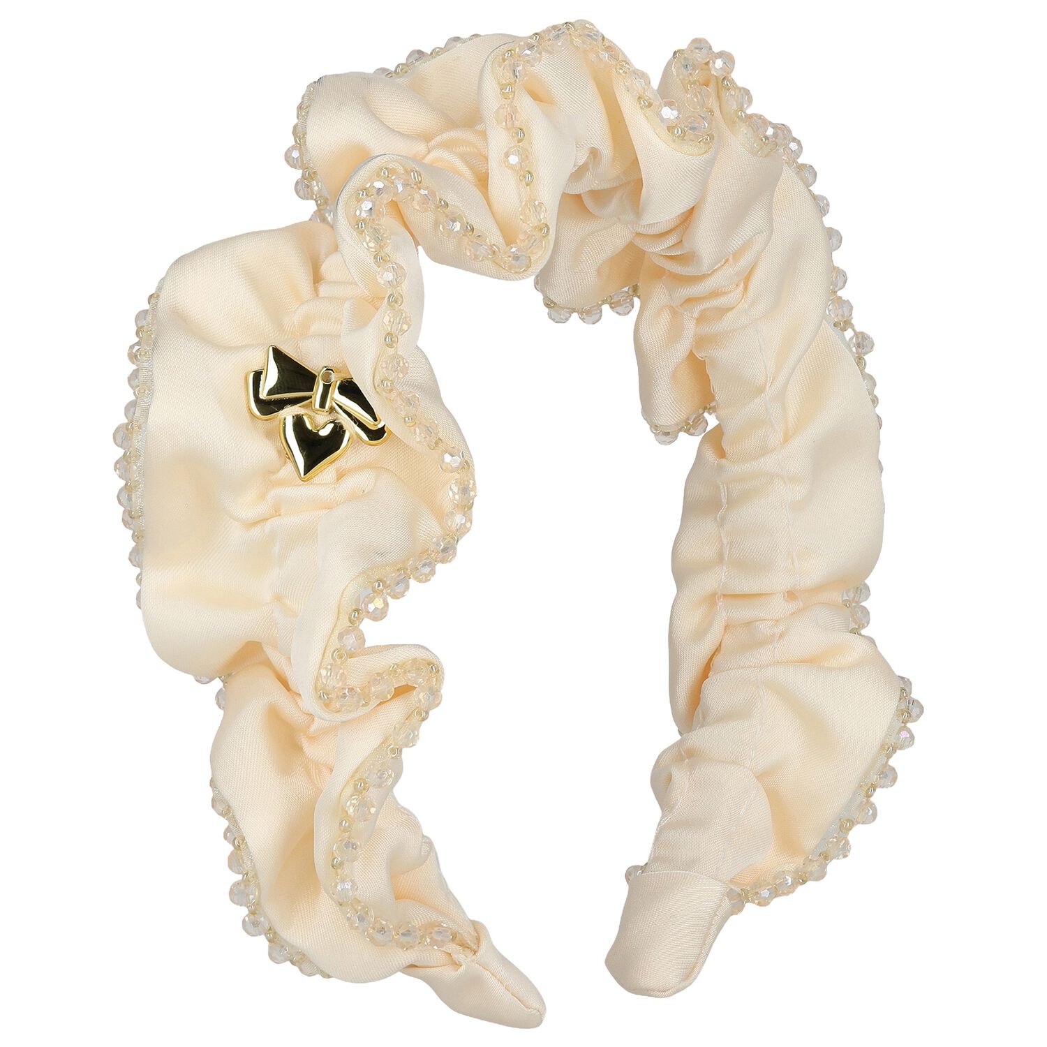 Girls Beige Lavinia Beaded Headband, 4, hi-res