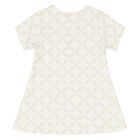 Younger Girls Ivory & Gold Logo Dress, 1, hi-res