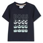 Younger Boys Navy Blue Logo T-Shirt, 3, hi-res