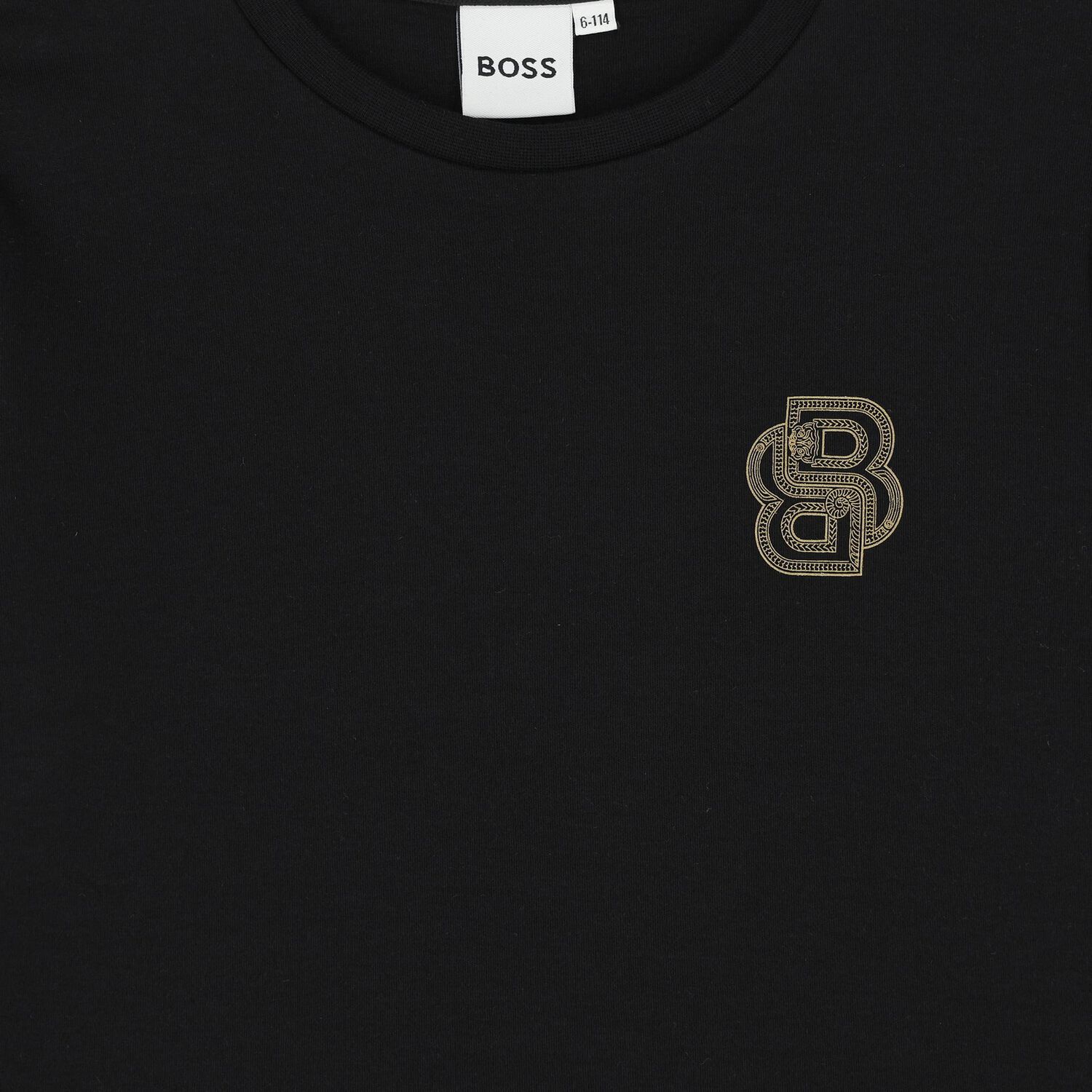 Boys Black Logo Long Sleeve Top, 1, hi-res