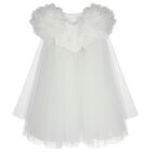 Girls Cendice White Organza Floral & Tulle Cape Dress, 1, hi-res