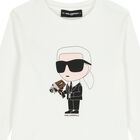 Boys White Ikonik Karl Long Sleeve Top, 2, hi-res