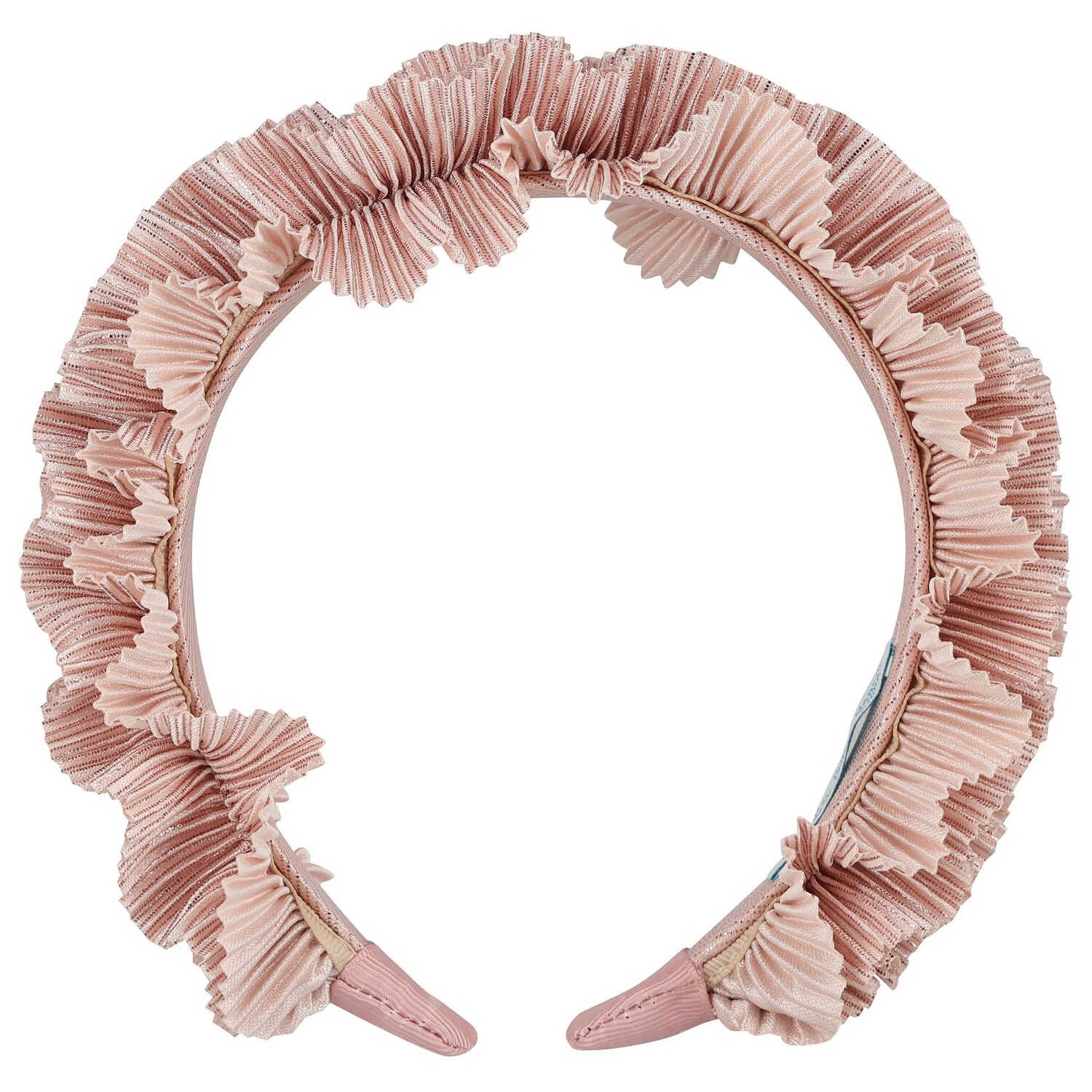 Girls Pink Pleated Ruffled Headband, 2, hi-res